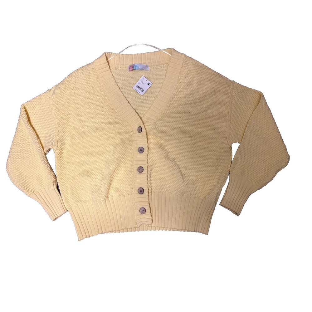 NWT FREE PEOPLE Hailee Waffle Stitch Cardigan & Pants In Yellow Tansy Sz Sm - Picture 4 of 16
